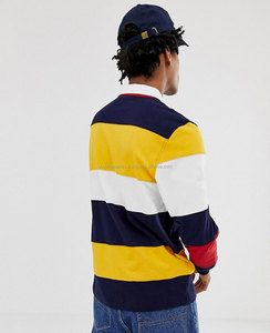 Nouveau look personnalisé de haute qualité à manches courtes et blocs de couleurs contrastées concevez votre propre polo en coton respirant à manches longues - Product Image 5