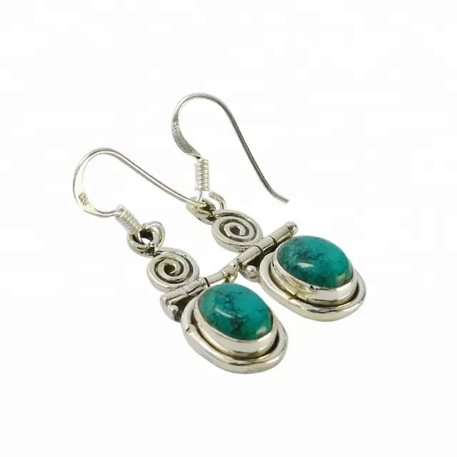 Royal Design handmade 925 Sterling Silver Turquoise Gemstone Earring For Woman And Girl for gift