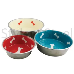 Fusion Dog Bowl Inside Colour Stainless Steel Wholesale Eco-Friendly New Naturally Degradable PP Pet Bowls