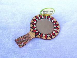 Miroir de maquillage antique en bois magnifiquement fait à la main par INAM HANDICRAFTS pour les cosmétiques - Product Image 3