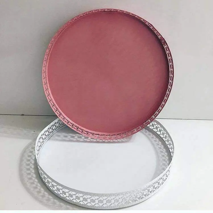 Hiện đại mới nhất thiết kế vòng White & Pink kim loại bánh tấm đứng cho sinh nhật & prties bánh đứng xuất khẩu chất lượng giá cả hợp lý