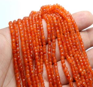 Natural Carnelian Gemstones 13-Inch Faceted Roundel Loose <b>Beads</b> <b>Red</b> Stone AAA+ High Quality for Jewelry Making Stranded 3mm - Product Image 3