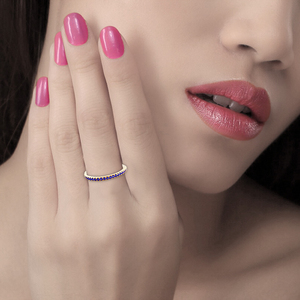 14K Gold Natural Blue Sapphire Eternity Band Ring - Product Image 3