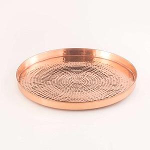 Plateau de service martelé en cuivre pur, écologique, rond, en métal, pour restaurant et hôtel, plateau décoratif, taille personnalisée pour la maison et la cuisine - Product Image 1