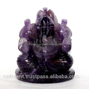 Statue en pierre d'améthyste naturelle, Statue de seigneur Ganesha de qualité supérieure, 1 pièce - Product Image 1