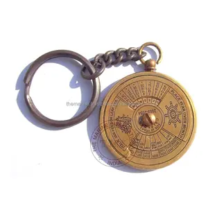 仿古黄铜钥匙圈斜体日历航海黄铜钥匙链50年日历