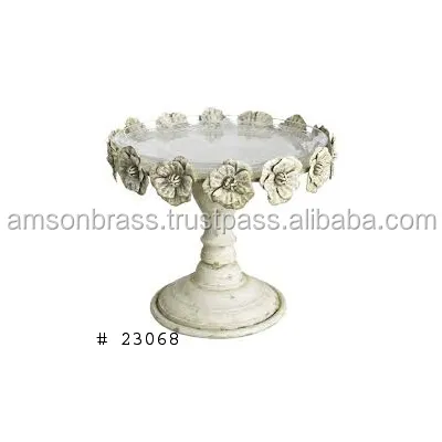 Cake Stand Patina Afgewerkt Metaal Ijzer Decoratieve Bloem Ronde Cake Stand