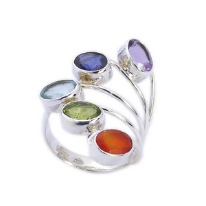 Joyería de moda atractiva para mujer, Plata de Ley 925 clásica, amatista, anillos de piedras preciosas múltiples, proveedor de anillos Eternity Vermeil - Product Image 1
