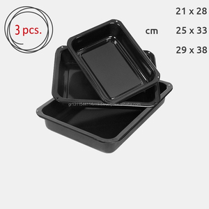 Enamel Rectangular Roasting <b>Baking</b> Tray <b>set</b> of 3 28cm, 33cm and 38cm suitable for Oven - non-stick Cookware - Product Image 1