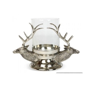 กวางเรนเดียร์แก้วเทียนแก้บนแก้วใสโลหะการออกแบบแฟนซีตกแต่งที่ทันสมัยโลหะยืนเทียนโลหะแก้บน - Product Image 1