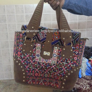 VINTAGE Tribal Banjara Suede Rabbari Work <b>BAG</b> Boho <b>Hippie</b> Handbag - Product Image 2