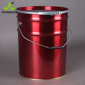 Seau à peinture à couvercle rond en métal rouge de 25 litres avec verrouillage à levier Utilisation alimentaire et emballage Matériau en étain Capacité de 10 litres - Product Image 3