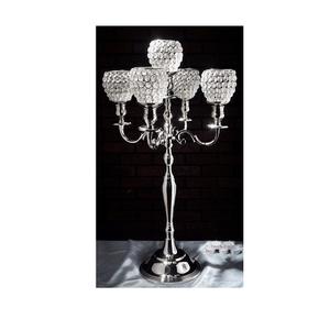 Boule de cristal nickelée brillante candélabres faits à la main décoration de table de villégiature grands candélabres éclaircissants à prix compétitif - Product Image 1