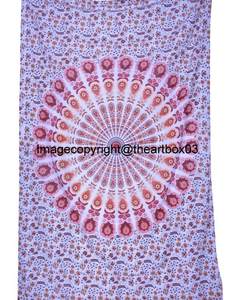 Mantel de Mandala redondo indio, tapiz redondo, estera de Yoga de algodón gitano Hippy, envoltura de playa Boho Chic con flecos - Product Image 5