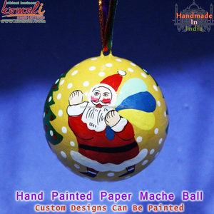 Père noël rouge peint à la main décoration de noël indien ornements boules décorations de noël - Product Image 5