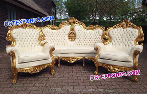 Conjunto de sofás de boda, conjunto de sofás de diseño de boda, color dorado y rojo, estilo asiático real - Product Image 5