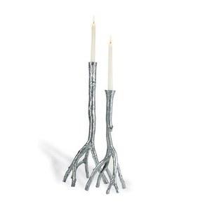 Bougeoir artisanal en argent poli, design pieuvre, pour la décoration de Noël, de la maison et des fêtes - Product Image 2