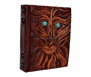 Handmade Custom <strong>Notebook</strong> Antique Design Style Genuine Leather Journal Horror Face Brown Two Eyes Stone <strong>Embedded</strong> Journal <strong>Notebook</strong> - Product Image 2