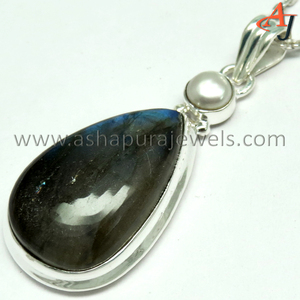 Perle de Labradorite en forme de poire moderne, pendentif en argent Sterling 925, bijoux en argent 925, bijoux en ligne - Product Image 6