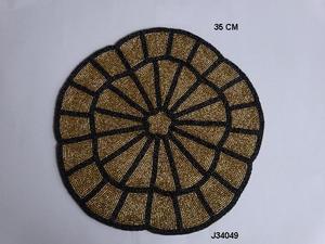 Manteles individuales hechos a mano redondos irregulares de cuentas de cristal marrón y negro decoración de estilo artístico con múltiples colores y patrones disponibles - Product Image 3