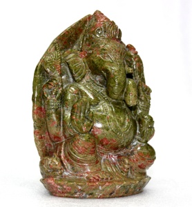 Statue de Ganesha artisanale de haute qualité, sculpture en pierre précieuse naturelle d'unakite, figurine de style religieux, gravure, hauteur de 6 pouces, personnalisée - Product Image 1