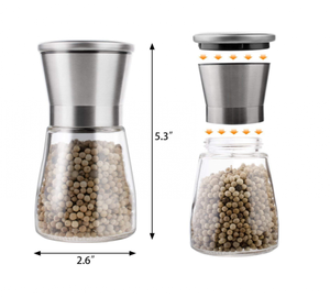 150ML 5oz Empty SALT Grinder/ Glass Bottle with <strong>Mills</strong>/Pepper Shakers with Stainless Steel Hand Grinder - Product Image 5