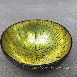 Customized Logo Blue Lacquer Bamboo Bowl High-End Floral Style Home <b>Lighting</b> Decorative <b>Shell</b> Eco-Friendly Hand Painted - Product Image 2