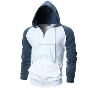 Sweat à capuche à manches longues pour homme, de couleur Raglan, léger, près du corps avec poche Kanga, fermeture éclair - Product Image 1