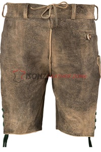 ISONZ - Pantalones Cortos de Cuero Tradicionales Alemanes, Estilo Trachten, Bávaros, para Hombre, Oktoberfest, de Gamuza - Product Image 2