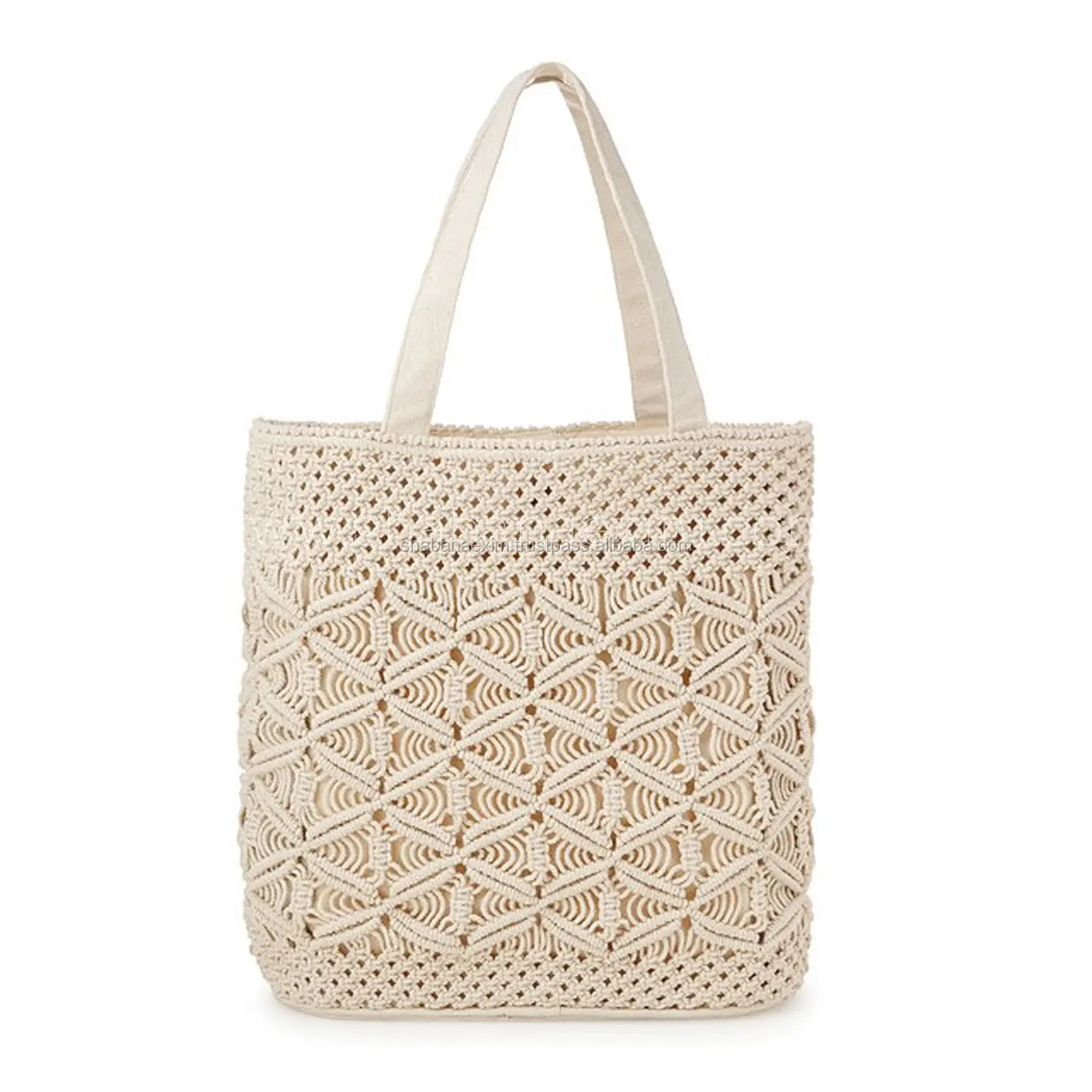 Boho Style Tote Bag White Luxury Handbags Macrame Beach Bag