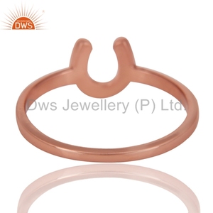 แหวนเงิน925รูปรองเท้าม้าเครื่องประดับแหวนเงินสเตอร์ลิงชุบโรสโกลด์เป็นของขวัญสำหรับผู้หญิง - Product Image 3