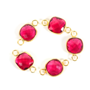 10mm rubelita rubí hidro piedra cojín bisel plata encanto doble fianza bucle rodio plateado envío rápido para ocasiones de fiesta - Product Image 3