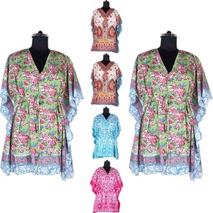 Printed Sleeveless Indian Cotton Short Kaftan 2025 Popular Dresses <b>Top</b> Quality Hand Block Printed Floral Design Kaftan Free Size - Product Image 1