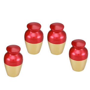 Urne de crémation en étain rouge et bleu, souvenir en aluminium pour cendres funérailles métal laiton/aluminium - Product Image 3