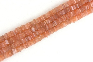 Venta al por mayor Natural melocotón piedra lunar piedra preciosa forma cuadrada suave 16 \ "cuentas largas Heishi hermosa joyería hacer cuentas sueltas piedra - Product Image 3