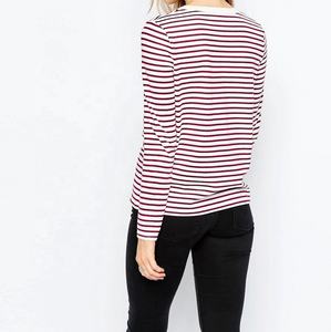 T-shirt personnalisé pour femmes très vendu vêtements en coton essentiels grande taille pour femmes décontracté à manches courtes broderie design à rayures - Product Image 1