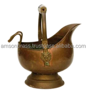 Cubo de carbón de Metal decorativo de alta calidad para el hogar Cubo de carbón de cobre antiguo con mango Accesorios para chimenea de casa - Product Image 2