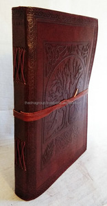 สมุดโน้ตหนังแท้พิมพ์ลายนูนขนาด B5ขนาดเท่าของงานแฮนด์เมดหนังแท้สมุดรายวันสีน้ำตาลมีการปิดด้วยความร้อน - Product Image 3