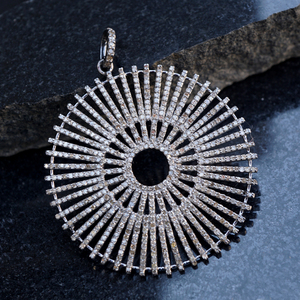 Authentic 925 Sterling Silver Pave Brown <b>Diamond</b> Handmade Pendant <b>Jewelry</b> - Product Image 1
