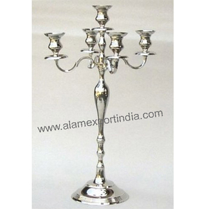 Candelabro de Metal y Aluminio de Diseño Moderno, Largo, para Decoración de Bodas, con 5 Brazos, Portavelas Decorativo para el Hogar, Acabado Plateado Brillante - Product Image 1