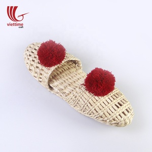 ขายส่ง/ฟางรองเท้าแตะในร่มสำหรับโรงแรมและสปารองเท้าแตะผักตบชวาธรรมชาติ100% พร้อม Pompoms - Product Image 5