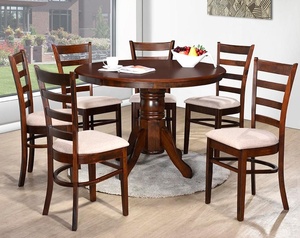 Chaises et table en bois à cadre en U avec 6 places malaisie chaises de salle à manger sculptées - Product Image 1