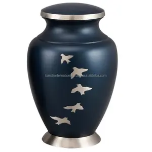 Going Home Brass Cremation Urns High Quality Reasonable Prices Metal Adult Urns With Navy Blue Color