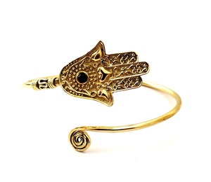 <b>Black</b> <b>Onyx</b> Hamsa Cuff <b>Bracelet</b> Band Hamsa Bangle - Product Image 2