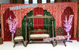 Telón de fondo con arco bordado para boda india, conjunto de telón de fondo Mehandi, cortinas de fondo, arco bordado pesado - Product Image 3