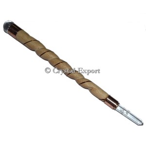Savan's Natural Wooden <b>Wand</b> with Carved Agate Feng Shui Healing Technique for Love Engraving Gemstone Material - Product Image 1