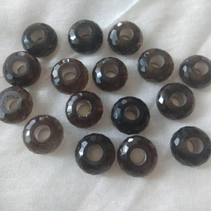 Perles à facettes en forme de rondelle de trou de quartz fumé de qualité AAA - Product Image 1