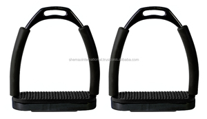 Shemax 2024 calidad superior Venta caliente personalizado al por mayor caballo negro polvo recubierto articulado estribo hierros - Product Image 2