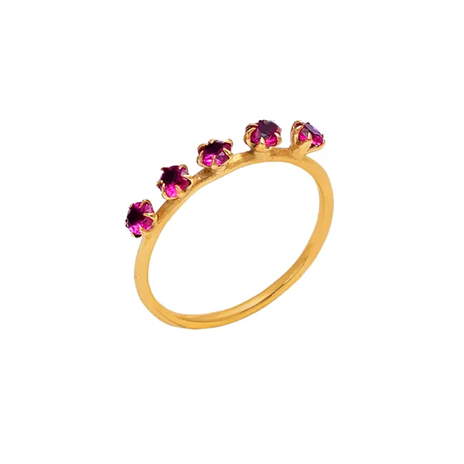 गुलाबी क्वार्ट्ज रत्न शूल सेटिंग 925 स्टर्लिंग चांदी के गहने सोना मढ़वाया अंगूठी हाथ से बने गहने कासा डे प्लाटा