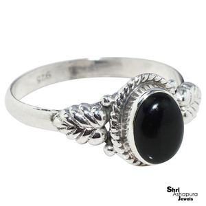 Anillos de plata de ley 925 con forma ovalada de felpa, joyería de piedras preciosas de ónix negro, joyería de plata de moda - Product Image 3